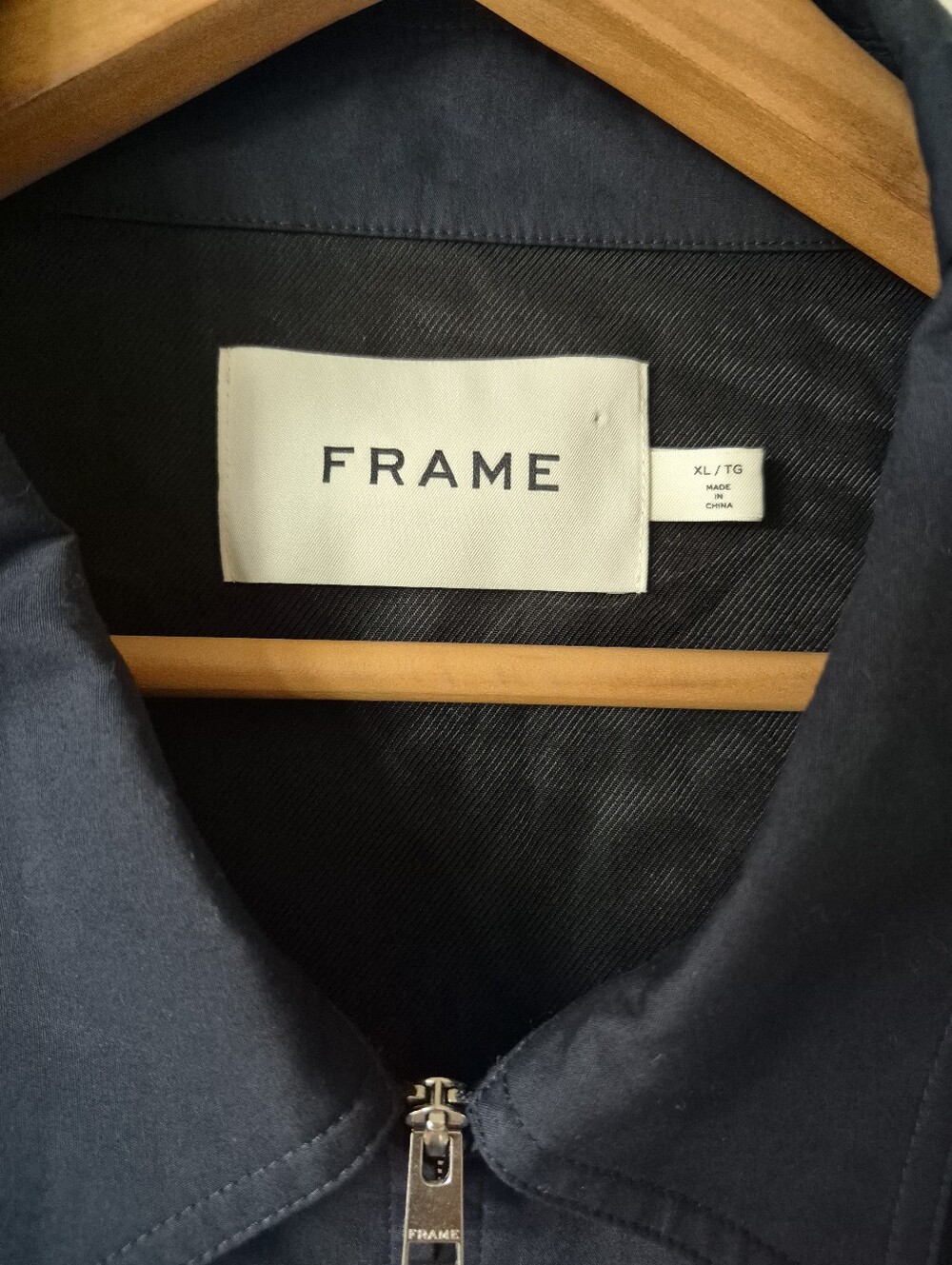 FRAME Navy Blue Zip-Up Bomber Jacket - Excellent Condition - Size XL - Picture 3 of 10